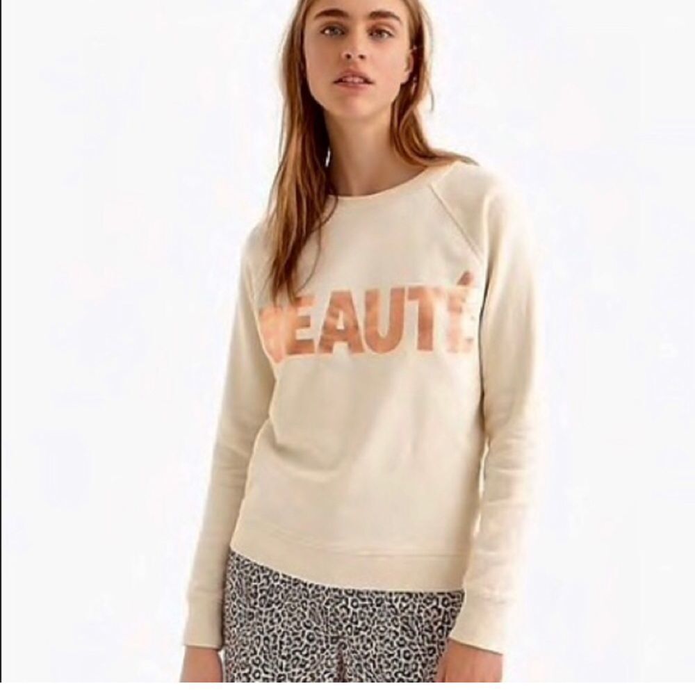 j crew beauté sweatshirt crewneck rose gold graphic size small